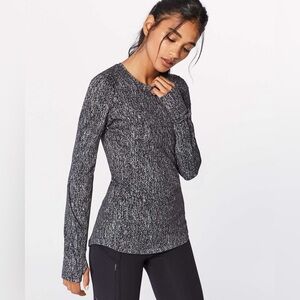 Lululemon Extra Mile Long Sleeve Running Luon Suited Jacquard Black White